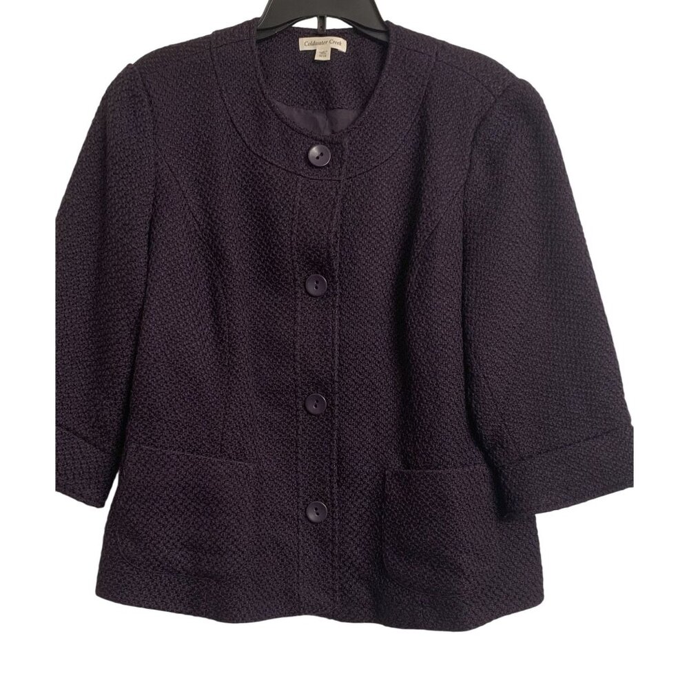 Coldwater‎ Creek W18 Wool Woven Tapestry Jacket Purple Casual